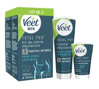 VEET FOR MEN - Lot de 2 Kits épilation Zones Intimes - 2 Crèmes Dépilatoire 100ml et 2 Baumes de Soin 50ml - Peaux Sensibles