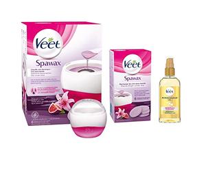 VEET - Kit Epilation - Chauffe Cire Spa Wax - Recharges de 12 Disques de Cire Chaude - une Huile Miraculeuse A Base d'Huiles 100% d'Origine Naturelle