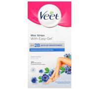 VEET EASY GEL - 20 Bandes de Cire Froide Corps & Jambes - Peaux Sensibles - Sans Frotter - Epilation Longue Durée