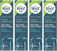 VEET Lot de 4 Crèmes Dépilatoire Veet Men - Peaux Sensibles Tube de 200 ml
