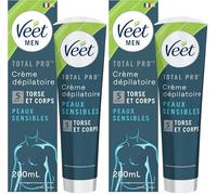 Veet Men - Crème Dépilatoire Homme - Peaux Sensibles - 200 ml (Lot de 2)