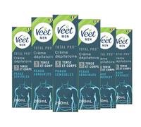 Veet Men - Crème Dépilatoire Homme - Peaux Sensibles - 200 ml - Lot de 6