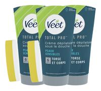 Veet Men Lot De 3 Crèmes Dépilatoire Homme Sous La Douche - Peaux Sensibles ¿ 150ml