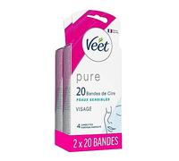 Veet Minima Bandes De Cire Froide Easy-Gel Hypoallergénique Visage 20 Bandes + 4 Lingettes