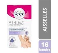 Veet Minima Pure Épilation Aisselles Hypoallergénique 16 bandes de cire froide