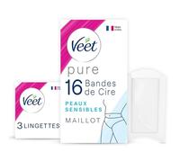 Veet Pure Bandes De Cire Froide Maillot-Bikini Peaux Sensibles 16 Pièces + 3 Lingettes Finition Parf