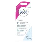 VEET PURE - 16 Bandes de cire froide Visage - Peaux Sensibles - Recommandés par les Dermatologues - Epilation Longue Durée