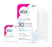 Veet PURE - 30 Bandes de Cire Froide Corps et Jambes - Peaux Sensibles - Recommandés par les Dermatologues - Epilation Longue Durée