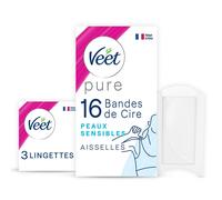 VEET PURE - 16 Bandes de cire froide Aisselles - Peaux Sensibles - Recommandés par les Dermatologues - Epilation Longue Durée