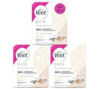 Veet PURE - Cire Chaude au Sucre et Vanille - Epilation Sans Bande - Lot de 3 x 250ml