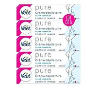 VEET PURE - Crème Dépilatoire Corps & Jambes - Peaux Sensibles - Sans Odeur d'Amoniaque - Lot de 5x200ml