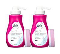 VEET PURE - Lot de 2 Crème Dépilatoire Sous la Douche Corps & Jambes - Peaux Sensibles - Sans Odeur d'Amoniaque - 2 x 400ml