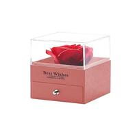 Veeteah Boîte à colliers roses,boîte à roses avec collier - Petit organisateur de rangement de bijoux | Bijoux de saint-valentin, collier en forme de cœur, boîte à roses pour amis et famille