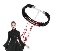 Veeteah Collier de Sang | Collier de Perles Gothique Vampire Choker,Tour de Cou d'halloween avec Goutte de Sang en, Tour de Cou d'horreur pour Costume de fête pour Femmes