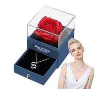 Veeteah Étui à collier de fleurs, boîte à bijoux pour colliers - Petite boîte à bijoux avec rose de savon rouge,Bijoux de saint-valentin, collier en forme de cœur, boîte à roses pour amis et famille
