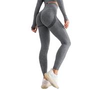 VeEthi Legging de sport pour femme - Taille haute - Push Up - Pantalon de sport - Pantalon de yoga - Gym - Pantalon de course - Taille haute - Opaque, gris, S-M Lang