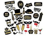 Veewon 50e fête d'anniversaire Party Booth Props Unisexe Funny 36pcs DIY Kit Convient pour His Or Hers 50ème Anniversaire Celebration Propulsion de Photobooth