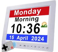 Véfaîî Horloge 2023 pour démence 2.0 avec DST Automatique Unique et 30 alarmes, icône du Soleil et de la Lune et 10 Niveaux de Gradation, Horloge numérique avec Jour et Date