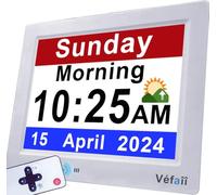 Véfaîî Horloge 2023 pour démence 2.0 avec DST Automatique Unique et 30 alarmes, icône du Soleil et de la Lune et 10 Niveaux de Gradation, Horloge numérique avec Jour et Date