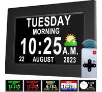 Véfaîî Horloge de démence 2.0 avec affichage DST automatique, 20 rappels, icônes soleil/lune, entraîneur de sommeil, 17,8 cm