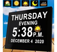 Véfaîî LCD Horloge Numérique Calendrier avec Date Jour Et Heure Horloge Auto Dimming HD Display Rappel pour Alzheimer Les Personnes âgées et Les Enfants