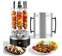 VeftBltrem Barbecue Électrique Vertical 1000W, Rotissoire en Acier Inoxydable avec 12 Broches et 2 Tubes Chauffants - 500°C, Rotation 360° sans Fumée, Gril à Kebab pour Balcon, Maison et Jardin