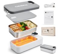 VeftBltrem Boîte à déjeuner électrique avec batterie de 7200 mAh, 900 ml - Boîte à déjeuner isotherme pour aliments chauds - USB-C - En acier inoxydable - Sans BPA et anti-adhésive - Pour le travail