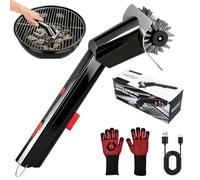 VeftBltrem Brosse Électrique pour Barbecue 500 TR/Min 2 Vitesses, Nettoyeur Électrique sans Fil pour Barbecue avec Élclairage LED, Tête de Brosse en Acier Inoxydable, Pulvérisation d'eau pour Grilles