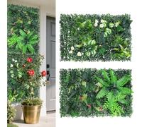 VeftBltrem Lot de 2 panneaux de plantes artificielles - 60 x 40 cm - Haie artificielle pour balcon et jardin avec feuilles réalistes - Plantes artificielles pour l'intérieur et l'extérieur