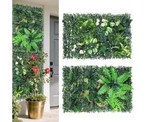VeftBltrem Lot de 2 panneaux de plantes artificielles - 60 x 40 cm - Haie artificielle pour balcon et jardin avec feuilles réalistes - Plantes artificielles pour l'intérieur et l'extérieur