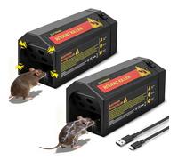 VeftBltrem Piège À Souris Électrique 7000V,avec LED Et Alarme Bip,Réutilisable,Conception À Grande Entrée,Hygiénique sans Contact, Piège À Rats Électrique pour Intérieur & Cuisine & Garage