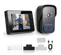 VeftBltrem Sonnette Vidéo sans Fil 4.3 Pouces, Écran 2.4G, Audio Bidirectionnel, Vision Nocturne, Résistant aux Intempéries, Prend en Charge MicroSD
