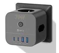 VEFVE 70W USB C Chargeur, 7 en 1 Cube Multiprise, Prise à 3 Voies avec Commutateur, PD Charge Rapide pour Ordinateur Portable, iPhone, MacBook Pro, iPad Pro, iPhone, Galaxy, S370A-1