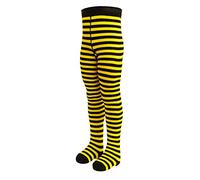 VEGA Collants en coton peigné de qualité supérieure, rayures noires et jaunes, taille réglable, noir, jaune, 56-62cm, 22-24in