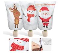 Vegamall 3 PCS de Housses d'Hivernage pour Plantes 90x110cm - Voile de Protection 70g/m² avec Cordon & Fermeture Éclair, Motifs Noël Protection Hivernale Réutilisable pour Plantes Extérieures