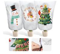 Vegamall 3 Pièces 90 x110 cm Voile D'hivernage, Réutilisable Housse Hivernage Plante Exterieur, 70g/m² Voile Plante Exterieur avec Cordon Fermeture Éclair Motifs Noël, UX Oliviers et Aux Palmiers