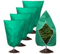 Vegamall 4 Pièces Voile d'hivernage, 80 x 120 cm 70gsm Housse Hivernage Plantes Exterieur, Voile Hivernale Plante Exterieur avec Cordon Serrage et Fermeture Éclair pour Jardins Plantes