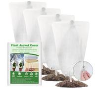 Vegamall 4 Pièces Voile Hivernage Plante Exterieur, 60x80cm Voile D'hivernage, 70gsm Housse Hivernage Plante Exterieur avec Fermeture Éclair et Cordon, pour Jardins Plantes