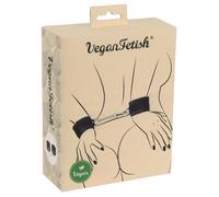 Vegan Fetish - menottes poignet avec chaîne courte - simili cuir noir