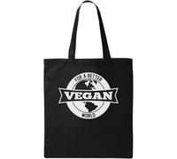 Vegan for A Better World Planet Sac fourre-tout en coton écologique naturel Noir, Noir , Taille unique