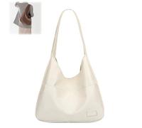Vegan Leather Trendy Soft Tote Bags,Vintage Casual Waterproof Work Shoulder Bag for Women,PU Leather Large Capacity Handbag (White)