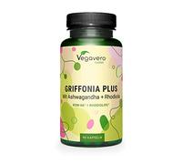 Vegavero 5-HTP GRIFFONIA 250 mg | Avec Ashwagandha KSM-66® BIO et Rhodiola Rosea | Sommeil et Détente | Rhodiolife® | Vegan & SANS ADDITIFS | 90 Gélules (3 mois)