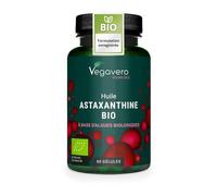 Vegavero Astaxanthine BIO, issue de 160 mg d'Haematococcus Pluvialis (8 mg par Gélule), Certifiée Biologique, 100% Naturel, Testé en Laboratoire, Sans Additifs & Vegan