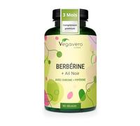 Vegavero Berbérine Complexe 1032 mg, Quatre Actifs avec Ail Noir, Chrome et Poivre Noir, Pour 3 Mois (90 Gélules), Extrait Berberis 50:1, Sans Additifs & Vegan