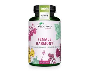 Vegavero Complexe MÉNOPAUSE | 100% Naturel & SANS HORMONES | Sauge, Onagre, Houblon, Camomille et Igname | 120 Gélules Vegan | Bouffées de Chaleur + Fatigue + Équilibre Hormonal & Emotionnel