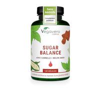Vegavero GLYCEMIE Complex | 120 Gélules (4 MOIS) | Chrome, Cannelle, Gymnema sylvestris et Melon amer | Réguler le taux de sucre* | Sans Additifs & VEGAN