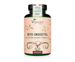 Vegavero Myo Inositol Complex | SOPK | Avec D-Chiro-Inositol, Q10, Zinc, Chrome, Vitamine B6 et B9 (Acide Folique Quatrefolic®) | Sans Additifs et Vegan | 120 Gélules