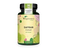 Vegavero Safran 30 mg, Extrait Breveté Affron Standardisé à 3,5% de Lepticrosalides, 120 Gélules pour 4 Mois, Sans Additifs, Analysé en Laboratoire & Vegan
