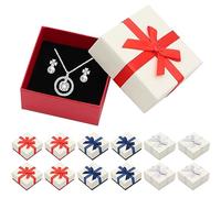 VEGCOO 12 Pièces Petite Boite a Bijoux, Boîtes-cadeaux de bijoux avec couvercles,Boîtes cadeaux de bijoux en papier carré avec nœud pour collier/boucles d'oreilles/bague bijoux affichage