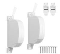 VEGCOO 2 Pcs Enrouleur Volet Roulant avec Sangle, Sangle Volet Roulant Blanc Pivotant à 180° de Sangle 14 mm x 5 m avec 2 Guides et 8 Vis, Carrée